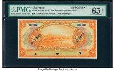 Nicaragua Banco Nacional de Nicaragua 20 Cordobas 1937 Pick 67s Specimen PMG Gem Uncirculated 65 EPQ. Three POCs; Specimen overprints.

HID09801242017...