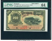 Paraguay Republica del Paraguay 200 Pesos 26.12.1907 Pick 123s Specimen PMG Choice Uncirculated 64. Two POCs; red Specimen overprints.

HID09801242017...