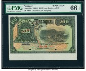 Paraguay Republica del Paraguay 200 Pesos 25.10.1923 Pick 153s Specimen PMG Gem Uncirculated 66 EPQ. Red Specimen overprint; two POCs.

HID09801242017...