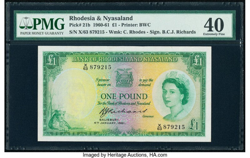 Rhodesia & Nyasaland Bank of Rhodesia and Nyasaland 1 Pound 4.1.1961 Pick 21b PM...