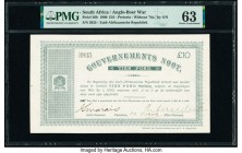South Africa Government Noot 10 Pounds 28.5.1900 Pick 56b PMG Choice Uncirculated 63. Spindle hole.

HID09801242017

© 2020 Heritage Auctions | All Ri...