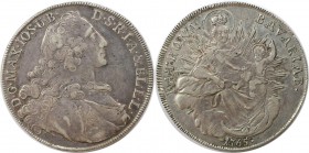 Altdeutsche Münzen und Medaillen, BAYERN / BAVARIA. Maximilian III. Joseph (1745-1777). Madonnentaler 1765, Silber. Dav. 1953. Fast Vorzüglich