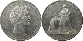 Altdeutsche Münzen und Medaillen, BAYERN / BAVARIA. Ludwig I. (1825-1848). Regierungsantritt. Geschichtstaler 1825, Silber. AKS 112. Fast Vorzüglich