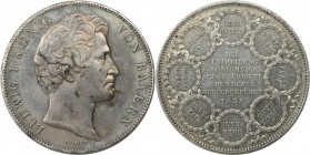 Altdeutsche Münzen und Medaillen, BAYERN / BAVARIA. Ludwig I. (1825-1848). Einteilung des Königreiches. Geschichtsdoppeltaler 1838, Silber. AKS 99. Fa...