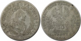 Altdeutsche Münzen und Medaillen, BRANDENBURG - BAYREUTH. Friedrich Christian (1763-1769). 20 Kreuzer 1763 C.L.R., Silber. Fast Sehr schön