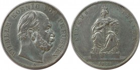 Altdeutsche Münzen und Medaillen, BRANDENBURG IN PREUSSEN. Wilhelm I. (1861-1888). Siegestaler 1871 A, Silber. AKS 118. Sehr schön