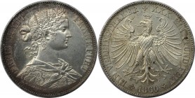 Altdeutsche Münzen und Medaillen, FRANKFURT - STADT. Vereinstaler 1860, Silber. AKS 8. Stempelglanz
