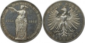 Altdeutsche Münzen und Medaillen, FRANKFURT - STADT. Schützenfest. Gedenktaler 1862, Silber. AKS 44. Fast Vorzüglich