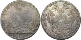 Altdeutsche Münzen und Medaillen, NÜRNBERG, STADT. Stadtansicht. Taler 1765 SR, Silber. Dav. 2494. KM 95. Sehr schön. Getönt.