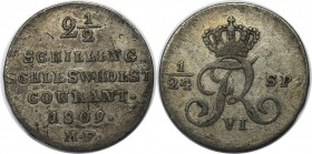 Altdeutsche Münzen und Medaillen, SCHLESWIG - HOLSTEIN. Friedrich VI. (1808-1839). 2 1/2 Schilling 1809 MF, Silber. Jaeger 11. Sehr schön