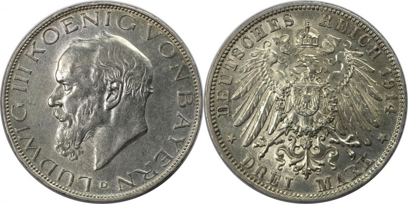 Deutsche Münzen und Medaillen ab 1871, REICHSSILBERMÜNZEN. Bayern. Ludwig III. (...
