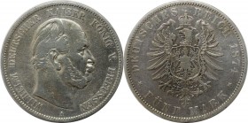 Deutsche Münzen und Medaillen ab 1871, REICHSSILBERMÜNZEN, Preußen. Wilhelm I. (1861-1888). 5 Mark 1874 A, Silber. Jaeger 97A. Sehr schön