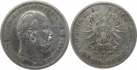 Deutsche Münzen und Medaillen ab 1871, REICHSSILBERMÜNZEN, Preußen. Wilhelm I. (1861-1888). 5 Mark 1875 B, Silber. Jaeger 97B. Sehr schön