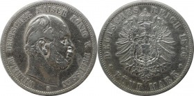 Deutsche Münzen und Medaillen ab 1871, REICHSSILBERMÜNZEN, Preußen. Wilhelm I. (1861-1888). 5 Mark 1876 B, Silber. Jaeger 97B. Sehr schön