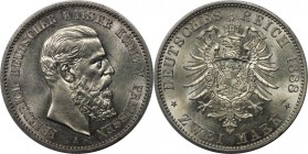 Deutsche Münzen und Medaillen ab 1871, REICHSSILBERMÜNZEN, Preußen. Friedrich III. (1888-1888). 2 Mark 1888 A, Silber. Jaeger 98. Fast Stempelglanz