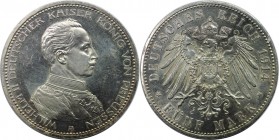 Deutsche Münzen und Medaillen ab 1871, REICHSSILBERMÜNZEN, Preußen. Wilhelm II. (1888-1918). 5 Mark 1914 A, Silber. Jaeger 114. Fast Stempelglanz, kl....