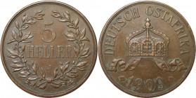 Deutsche Münzen und Medaillen ab 1871, DEUTSCHE KOLONIEN. Deutsche Ostafrika 5. Heller 1909 J, Jaeger 717. Vorzüglich-stempelglanz