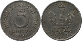 Deutsche Münzen und Medaillen ab 1871, DEUTSCHE NEBENGEBIETE. Geplantes Königreich Polen (1916-1918). 5 Fenigow 1918 F. Jaeger 605. Vorzüglich