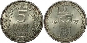 Deutsche Münzen und Medaillen ab 1871, WEIMARER REPUBLIK. 5 Reichsmark 1925 A, auf die 1000-Jahrfeier der Rheinlande. Silber. KM 47, Jaeger 322, AK S6...