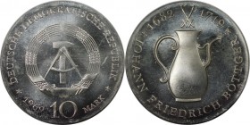 Deutsche Münzen und Medaillen ab 1945, Deutsche Demokratische Republik bis 1990. 10 Mark 1969 A, Zum 250. Todestag von Johann Friedrich Böttger. Silbe...