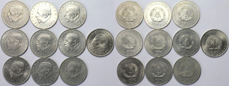 Deutsche Münzen und Medaillen ab 1945, Lots und Samllungen. DDR. 20 Mark x 10 St...