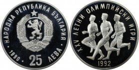 Europäische Münzen und Medaillen, Bulgarien / Bulgaria. Olympische Spiele in Barcelona 1992 - Marathon. 25 Leva 1990, Silber. 0.7 OZ. KM 196. Polierte...