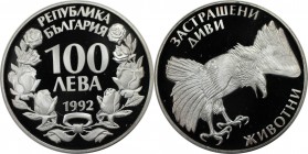 Europäische Münzen und Medaillen, Bulgarien / Bulgaria. Bedrohte Tierwelt: Greifvögel. 100 Leva 1992, Silber. 0.69 OZ. KM 226. Polierte Platte