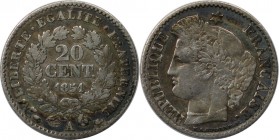Europäische Münzen und Medaillen, Frankreich / France. Ceres. 20 Centimes 1851 A, Silber. KM 758.1. Fast Vorzüglich