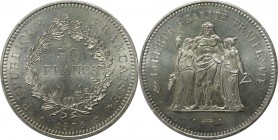 Europäische Münzen und Medaillen, Frankreich / France. Herkulesgruppe. 50 Francs 1976, Silber. Stempelglanz
