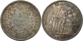 Europäische Münzen und Medaillen, Frankreich / France. Herkulesgruppe. 5 Francs 1876 A, Silber. KM 820.1. Vorzüglich-stempelglanz