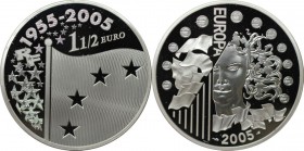 Europäische Münzen und Medaillen, Frankreich / France. Europa Währungen Paritäten. 1-1/2 Euro 2005, Silber. KM 1434. Polierte Platte