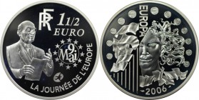 Europäische Münzen und Medaillen, Frankreich / France. Europäische Währungsunion, 7. Ausgabe. 120. Geburtstag von Robert Schuman. 1 1/2 Euro 2006, Sil...