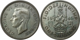 Europäische Münzen und Medaillen, Großbritannien / Vereinigtes Königreich / UK / United Kingdom. George VI. (1936-1952). 1 Shilling 1946, Silber. KM 8...