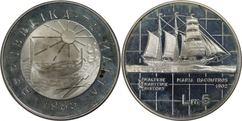 Europäische Münzen und Medaillen, Malta. Maria Dacoutros. 5 Liri 1985, Silber. 0...