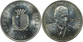 Europäische Münzen und Medaillen, Malta. 25. Jahrestag der Unabhängigkeit. 2 Liri 1989, Silber. 0.51 OZ. KM 88. Stempelglanz