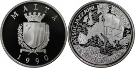 Europäische Münzen und Medaillen, Malta. 5 Liri 1990, Silber. 0.84 OZ. KM 91. Polierte Platte