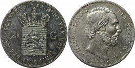 Europäische Münzen und Medaillen, Niederlande / Netherlands. Wilhelm III. (1849-1890). 2-1/2 Gulden 1859, Silber. KM 82. Vorzüglich, etwas gerenigt