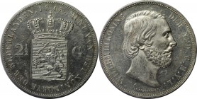 Europäische Münzen und Medaillen, Niederlande / Netherlands. Wilhelm III. (1849-1890). 2-1/2 Gulden 1868, Silber. KM 82. Vorzüglich-stempelglanz, kl. ...