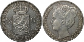 Europäische Münzen und Medaillen, Niederlande / Netherlands. Wilhelmina (1890-1948). 2-1/2 Gulden 1898, P.PANDER, Silber. KM 123. Sehr schön, kl. Krat...