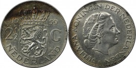 Europäische Münzen und Medaillen, Niederlande / Netherlands. Juliana (1948-1980). 2-1/2 Gulden 1959, Silber. KM 185. Vorzüglich