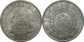 Europäische Münzen und Medaillen, Polen / Poland. Mieszko und Dabrowka Gedenkmünze. 100 Zlotych 1966, Silber. 0.58 OZ. KM Y#57. Fast Stempelglanz