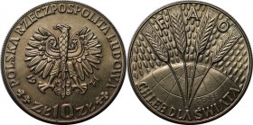 Europäische Münzen und Medaillen, Polen / Poland. FAO, Weizenähren+Globus. 10 Zlotych 1971 Proba, Kupfer-Nickel. KM Pr187. Stempelglanz