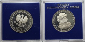 Europäische Münzen und Medaillen, Polen / Poland. Helena Modrzejewska (1840-1909). 100 Zlotych 1975, Silber. 0.33 OZ. KM Y#78. Polierte Platte