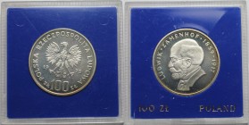 Europäische Münzen und Medaillen, Polen / Poland. Ludwig Zamenhof (1859-1917). 100 Zlotych 1979, Silber. 0.33 OZ. KM Y#103. Polierte Platte