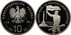 Europäische Münzen und Medaillen, Polen / Poland. Polnischer Soldat an den Fronten des Zweiten Weltkriegs - Berlin 1945. 10 Zlotych 1995, Silber. 0.4 ...
