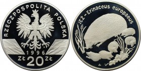 Europäische Münzen und Medaillen, Polen / Poland. Braunbrustigel. 20 Zlotych 1996, Silber. 0.92 OZ. KM Y# 312. Polierte Platte