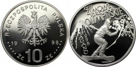 Europäische Münzen und Medaillen, Polen / Poland. Olympische Winterspiele 1998 in Nagano - Snowboarden. 10 Zlotych 1998, Silber. KM Y# 341. Polierte P...