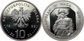 Europäische Münzen und Medaillen, Polen / Poland. Ladislaus IV. Wasa. 10 Zlotych 1999, Silber. 0.42 OZ. KM Y# 370. Polierte Platte