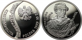 Europäische Münzen und Medaillen, Polen / Poland. Gedenkmünze. Juliusz Slowacki. 10 Zlotych 1999, Silber. 0.42 OZ. KM Y# 379. Polierte Platte