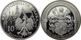Europäische Münzen und Medaillen, Polen / Poland. 1000 Jahre Stadt Breslau. 10 Zlotych 2000, Silber. 0.42 OZ. KM Y# 392. Polierte Platte